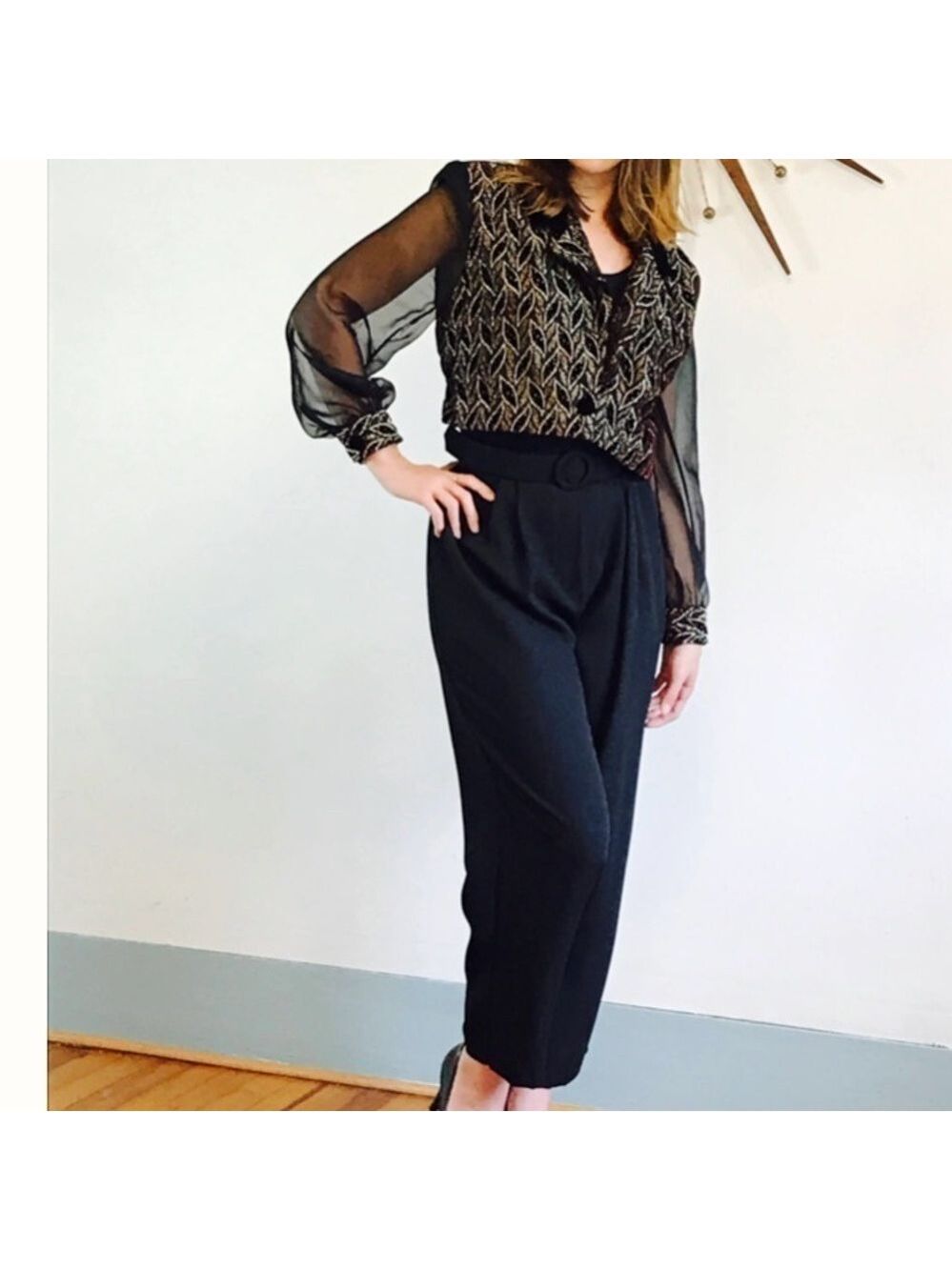 Vintage 1980s John Roberts Metallic Tuxedo Style Jumpsuit Size 14 NWT